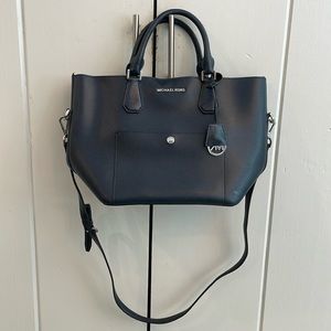 Michael Kors Leather Navy Blue Tote Purse with Removable shoulder strap!